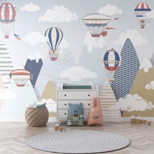 Mountains and Flying Balloons Wallpaper