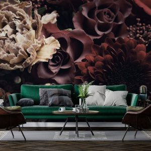 Dark Colored Flowers 3D Wallpaper