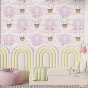 Pink Flying Balloons Wallpaper