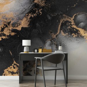 Gold and Black Marble Pattern Wallpaper