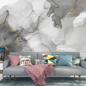 Gold Dust Grey Marble Pattern Wallpaper
