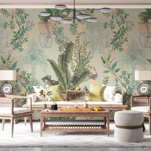 Soft Hanging Flower and Leaf Patterns Wallpaper