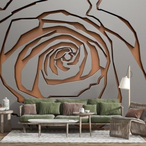 Vison-Coloured Cut-Out Rose Pattern Wallpaper