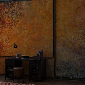 Gold and Copper Tones Raw Concrete Wallpaper
