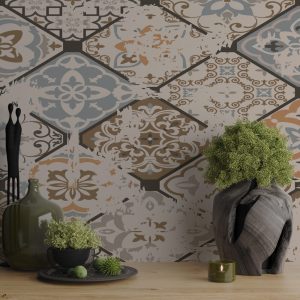 Distressed Ceramic Pattern Wallpaper