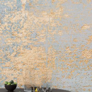 Gold Leaf Wallpaper on Blue Background
