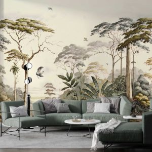 Cranes in a Tropical Forest Wallpaper