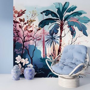 Tropical Forest with Starfish and Banana Trees Wallpaper