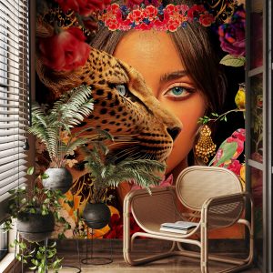 Tiger and Woman Wallpaper