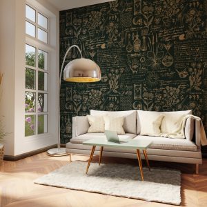 Formulas and Patterns on a Green Background Wallpaper