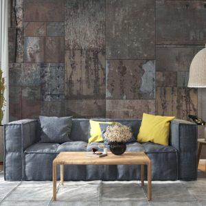 Coffee Colored Concrete Patterned 3D Wallpaper