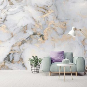 Gray Colored Marble Look 3D Wallpaper
