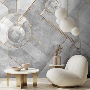 Gold Colored Wallpaper with Geometric Patterns