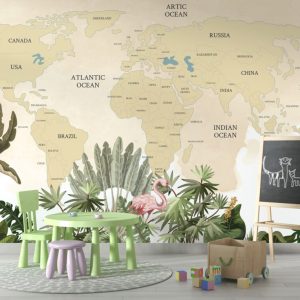 Tropical World Map 3D Wallpaper