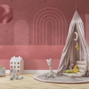 Geometric Abstract Pink Starry Wallpaper