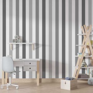 Gray Striped Wall Wallpaper