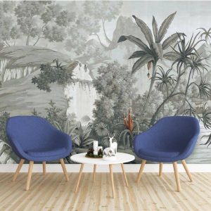 Black and White Tropical Tree 3D Wallpaper