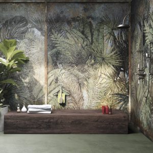 Tempered Tropical Leaf Patterned 3D Wallpaper